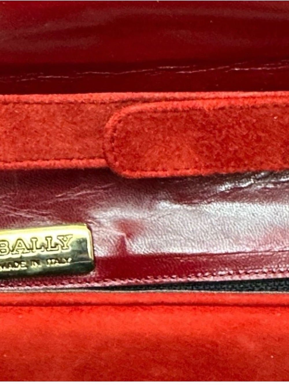 Bally Multicolor Suede Flap Bag / Clutch in Red, Blue, Brown with Gold Accent - Picture 8 of 9